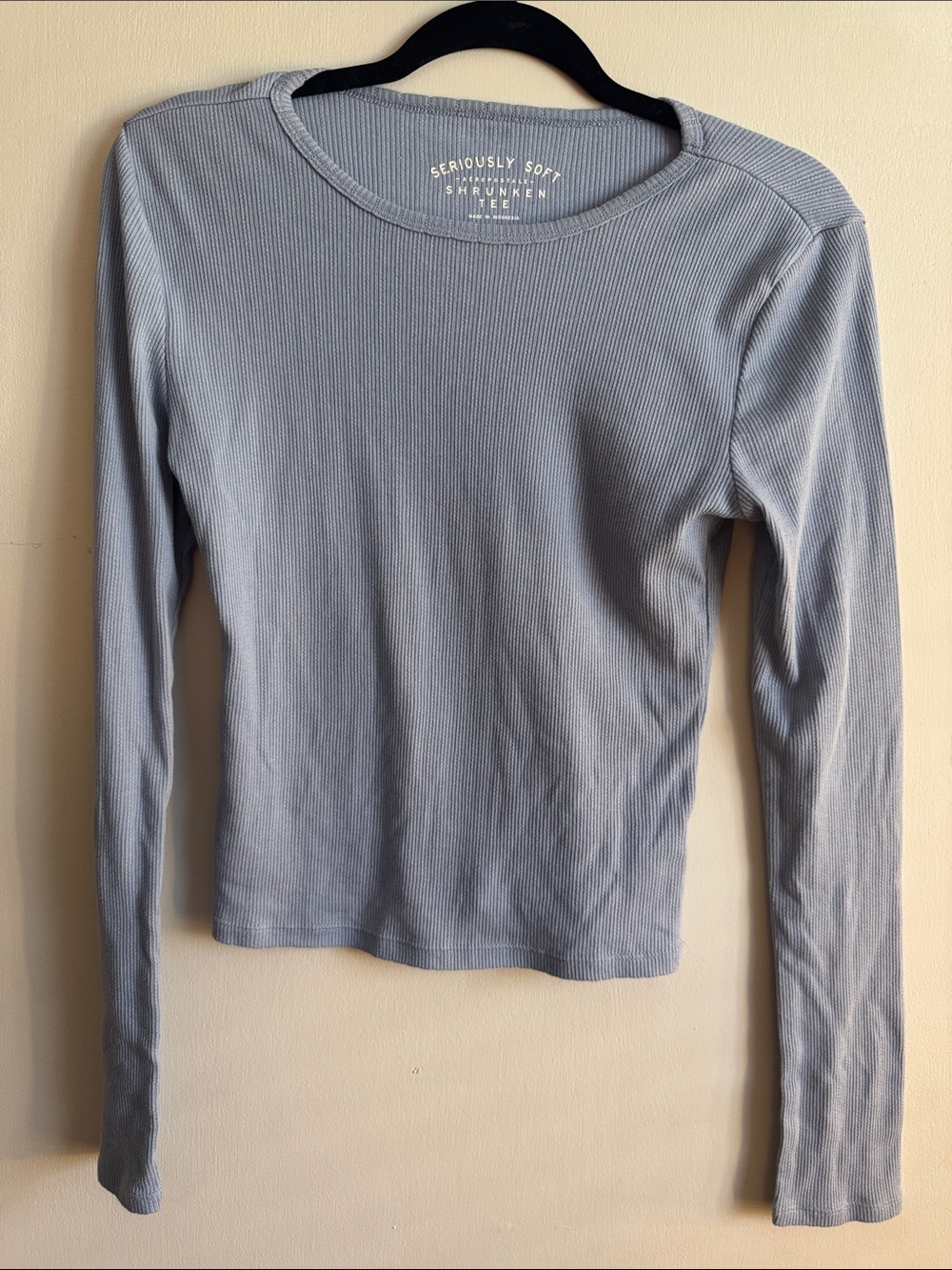 Aeropostale Light Blue Ribbed Long-Sleeve Tee